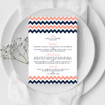 Het moderne Chevron Wedding Collectie - Roze en ma Menu<br><div class="desc">Eenvoudig maar elegant, het moderne collectie voor het huwelijk van chevron is een verbluffend design met een mooie zigzag-afdruk in een roze, marineuze en witte kleur, die perfect is voor elke moderne huwelijksfeestdag. Deze menukaarten kunnen voor uw speciale gelegenheid worden gepersonaliseerd en maken het perfecte menu voor uw bruiloft, vrijgezellenfeest,...</div>