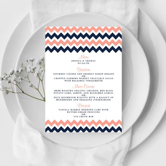 Het moderne Chevron Wedding Collectie - Roze en ma Menu
