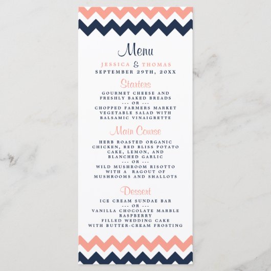 Het moderne Chevron Wedding Collectie - Roze en ma Menu (Voorkant)