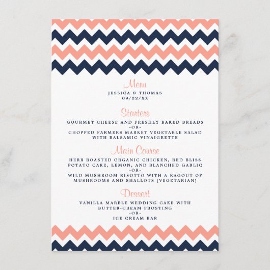 Het moderne Chevron Wedding Collectie - Roze en ma Menu (Voorkant)