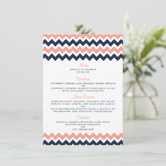 Het moderne Chevron Wedding Collectie - Roze en ma Menu (Staand voorkant)