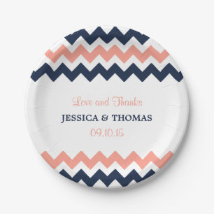 Het moderne Chevron Wedding Collectie - Roze en ma Papieren Bordje