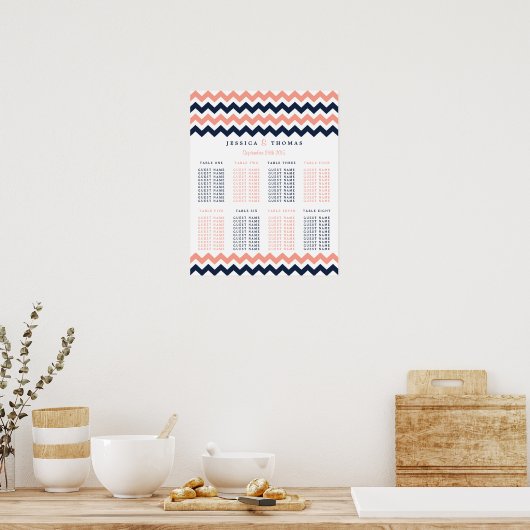 Het moderne Chevron Wedding Collectie - Roze en ma Poster (Keuken)