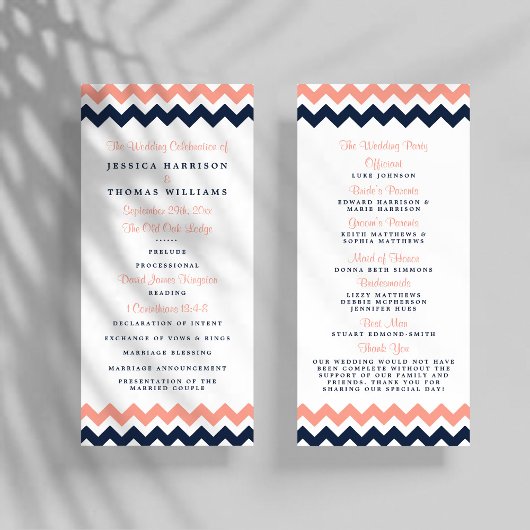 Het moderne Chevron Wedding Collectie - Roze en ma Programmakaart