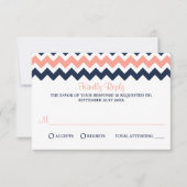 Het moderne Chevron Wedding Collectie - Roze en ma RSVP Kaartje (Voorkant)