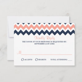 Het moderne Chevron Wedding Collectie - Roze en ma RSVP Kaartje