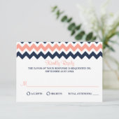 Het moderne Chevron Wedding Collectie - Roze en ma RSVP Kaartje (Staand voorkant)