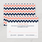 Het moderne Chevron Wedding Collectie - Roze en ma RSVP Kaartje (Voorkant / Achterkant)