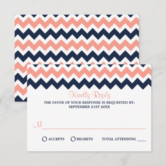 Het moderne Chevron Wedding Collectie - Roze en ma RSVP Kaartje (Voorkant / Achterkant)