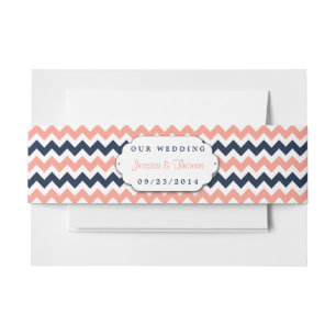 Het moderne Chevron Wedding Collectie - Roze en ma Uitnodigingen Wikkel