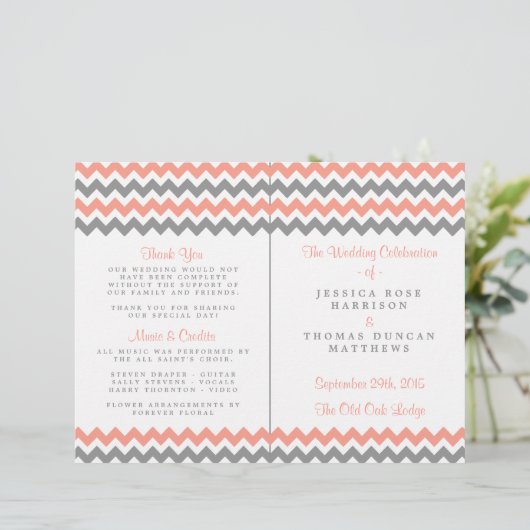 Het moderne Chevron Wedding Collectie - Roze & gri (Staand voorkant)