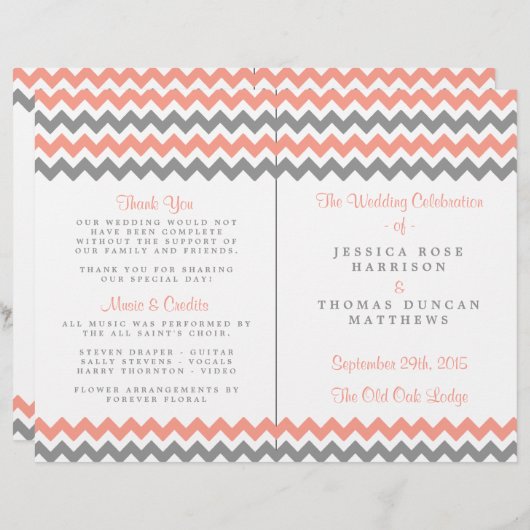 Het moderne Chevron Wedding Collectie - Roze & gri (Voorkant / Achterkant)