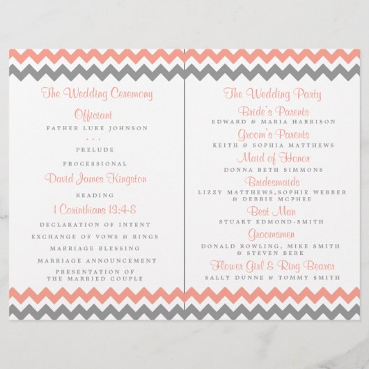 Het moderne Chevron Wedding Collectie - Roze & gri (Achterkant)