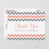 Het moderne Chevron Wedding Collectie - Roze & gri Briefkaart (Voorkant / Achterkant)