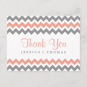 Het moderne Chevron Wedding Collectie - Roze & gri Briefkaart
