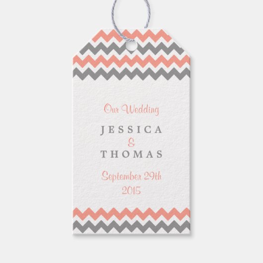 Het moderne Chevron Wedding Collectie - Roze & gri Cadeaulabel (Voorkant)