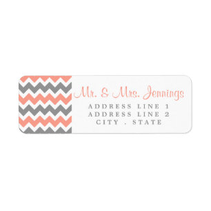 Het moderne Chevron Wedding Collectie - Roze & gri Etiket