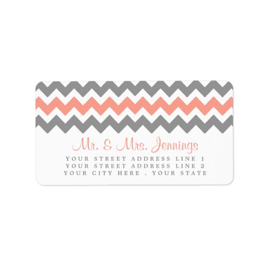 Het moderne Chevron Wedding Collectie - Roze & gri Etiket (Voorkant)
