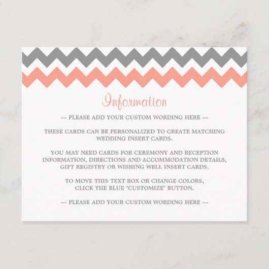 Het moderne Chevron Wedding Collectie - Roze & gri Informatiekaartje (Voorkant)