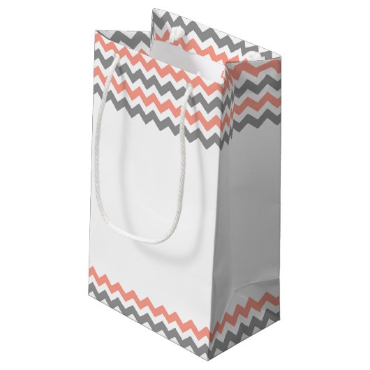 Het moderne Chevron Wedding Collectie - Roze & gri Klein Cadeauzakje (Achterkant Gekanteld)