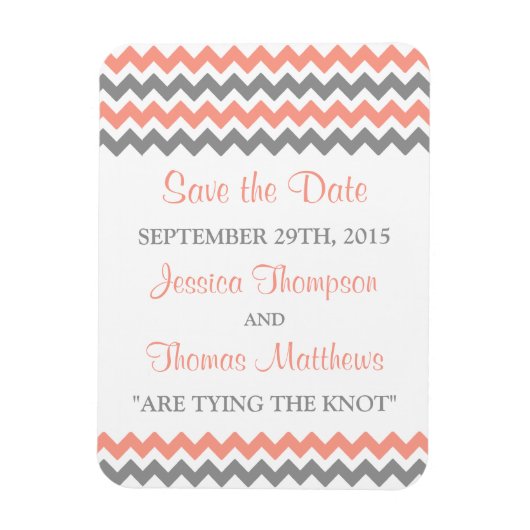 Het moderne Chevron Wedding Collectie - Roze & gri Magneet (Verticaal)