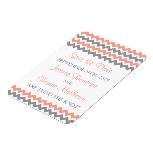 Het moderne Chevron Wedding Collectie - Roze & gri Magneet (Linkerzijde)
