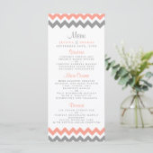 Het moderne Chevron Wedding Collectie - Roze & gri Menu (Staand voorkant)