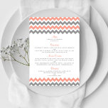 Het moderne Chevron Wedding Collectie - Roze & gri Menu<br><div class="desc">Eenvoudig maar elegant, het moderne collectie voor het huwelijk van chevron is een verbluffend ontwerp met een mooie zigzag-foto in een roze, grijze en witte kleur, die perfect is voor elke moderne huwelijksfeestdag. Deze menukaarten kunnen voor uw speciale gelegenheid worden gepersonaliseerd en maken het perfecte menu voor uw bruiloft, vrijgezellenfeest,...</div>