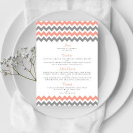 Het moderne Chevron Wedding Collectie - Roze & gri Menu