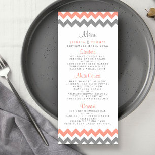 Het moderne Chevron Wedding Collectie - Roze & gri Menu