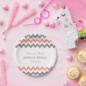 Het moderne Chevron Wedding Collectie - Roze & gri Papieren Bordje (Feest)