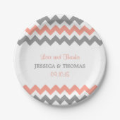 Het moderne Chevron Wedding Collectie - Roze & gri Papieren Bordje (Voorkant)
