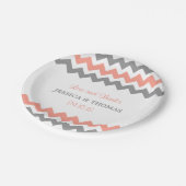 Het moderne Chevron Wedding Collectie - Roze & gri Papieren Bordje (Gekanteld)