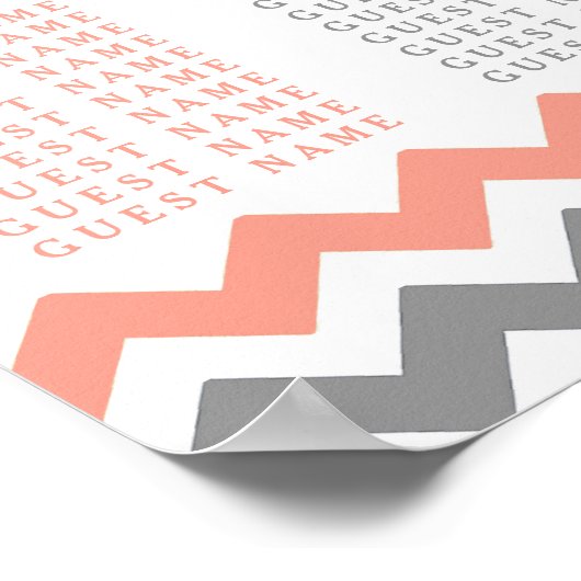 Het moderne Chevron Wedding Collectie - Roze & gri Poster (Hoek)