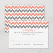 Het moderne Chevron Wedding Collectie - Roze & gri RSVP Kaartje (Voorkant / Achterkant)