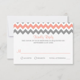 Het moderne Chevron Wedding Collectie - Roze & gri RSVP Kaartje