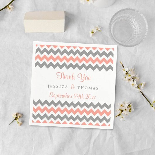 Het moderne Chevron Wedding Collectie - Roze & gri Servet