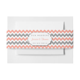 Het moderne Chevron Wedding Collectie - Roze & gri Uitnodigingen Wikkel