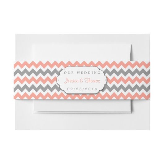Het moderne Chevron Wedding Collectie - Roze & gri Uitnodigingen Wikkel (Voorkant Voorbeeld)