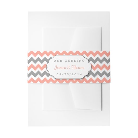 Het moderne Chevron Wedding Collectie - Roze & gri Uitnodigingen Wikkel (Voorkant Voorbeeld)