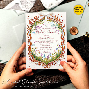 Het moderne Chic Boho Lijst Wild Flowers Vrijgezel Kaart