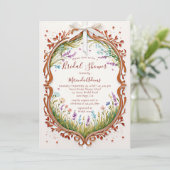 Het moderne Chic Boho Lijst Wild Flowers Vrijgezel Kaart (Staand voorkant)