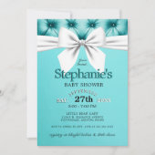 Het moderne Chic Bow Aqua Blue Tiffany Baby shower Kaart (Voorkant)