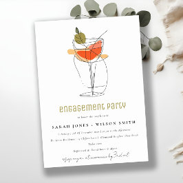 Het moderne Cocktail Wine Line Tekening Verloving Kaart