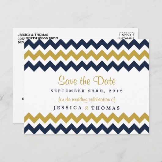 Het moderne Collectie van de Chevron Wedding - mar Aankondigingskaart (Voorkant / Achterkant)