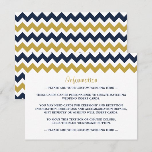 Het moderne Collectie van de Chevron Wedding - mar Informatiekaartje (Voorkant / Achterkant)