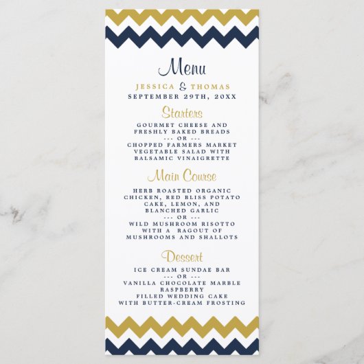 Het moderne Collectie van de Chevron Wedding - mar Menu (Voorkant)