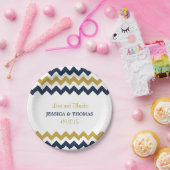 Het moderne Collectie van de Chevron Wedding - mar Papieren Bordje (Feest)