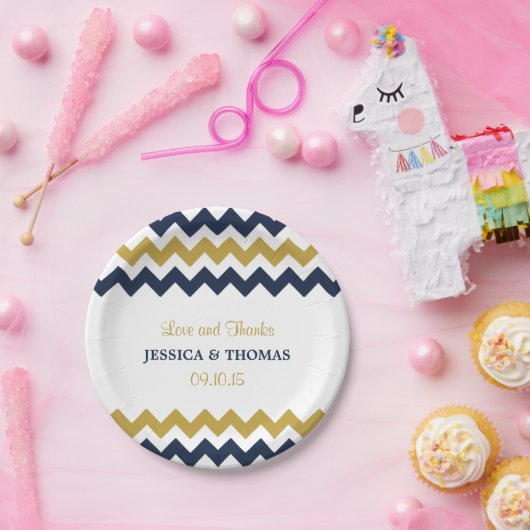 Het moderne Collectie van de Chevron Wedding - mar Papieren Bordje (Feest)