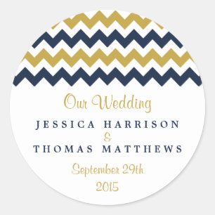 Het moderne Collectie van de Chevron Wedding - mar Ronde Sticker